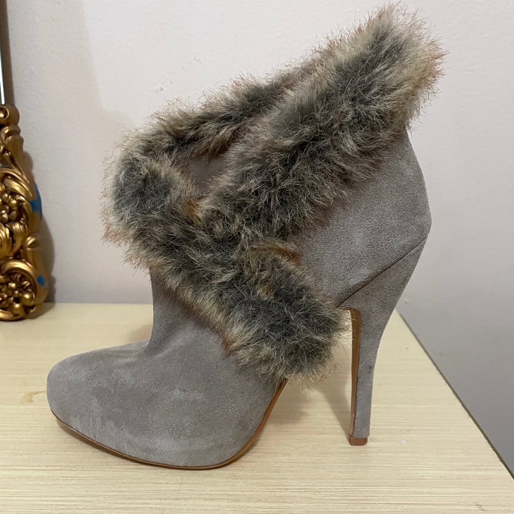 Colin Stuart Faux Fur Trimmed Ankle Booties